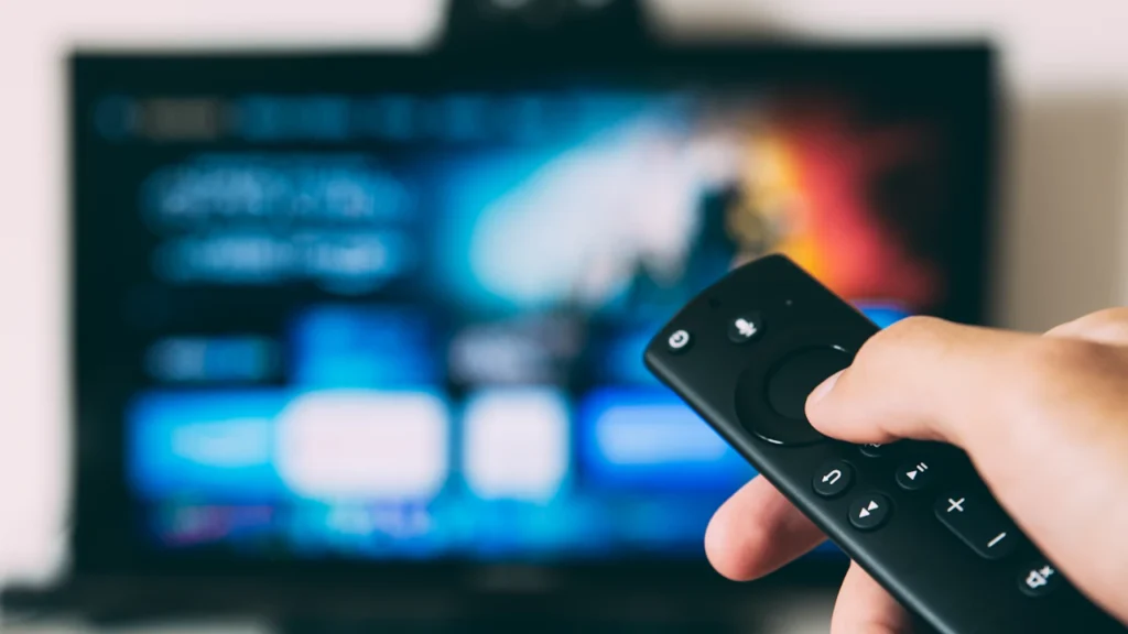 Flat-screen TV turned on in a living room